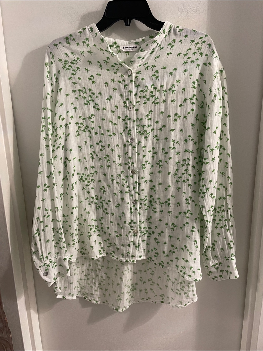 Eywasouls Malibu XS/S 183 Palm Desert Green Phoenix Cotton Button Hi-Lo Blouse